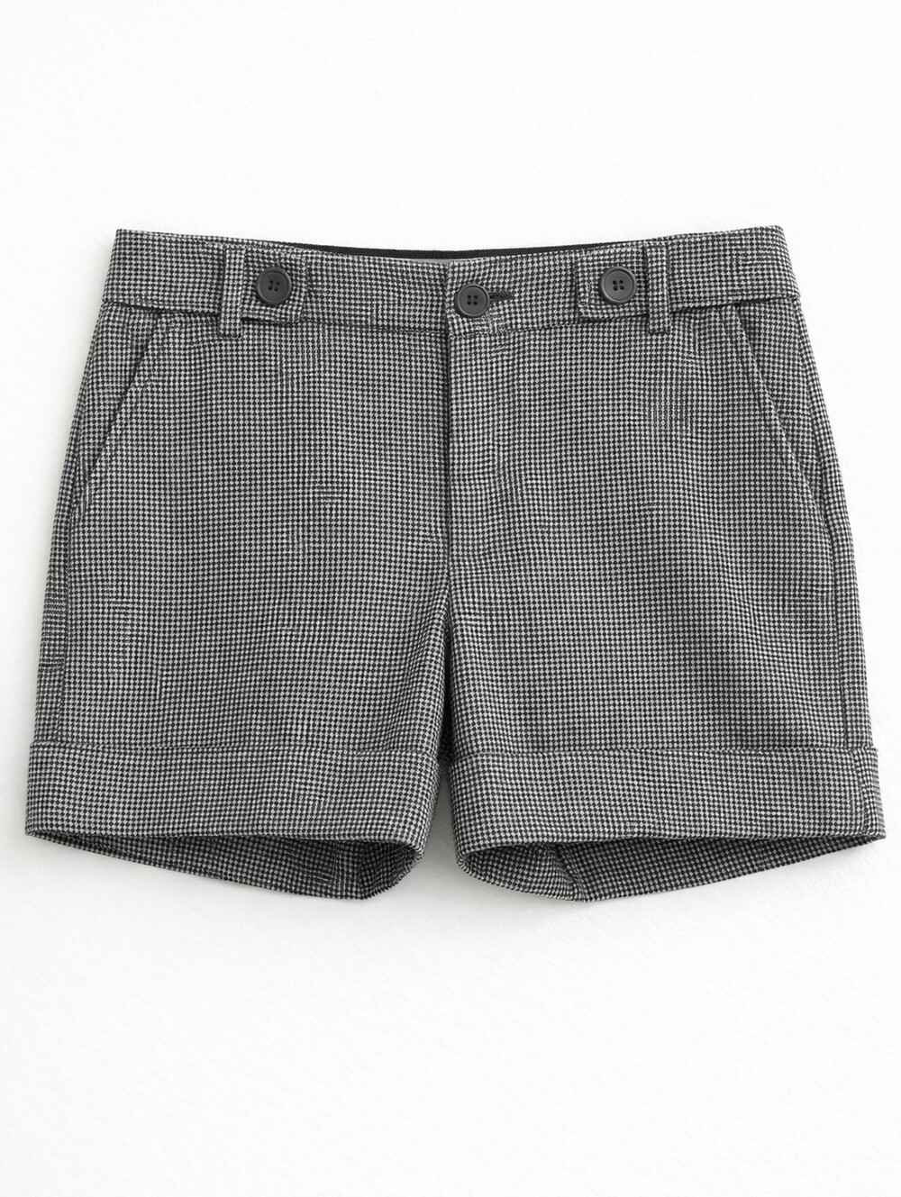 💐 Banana Republic Martin Fit Houndstooth Wool Blend Trouser Shorts Gray Black 2